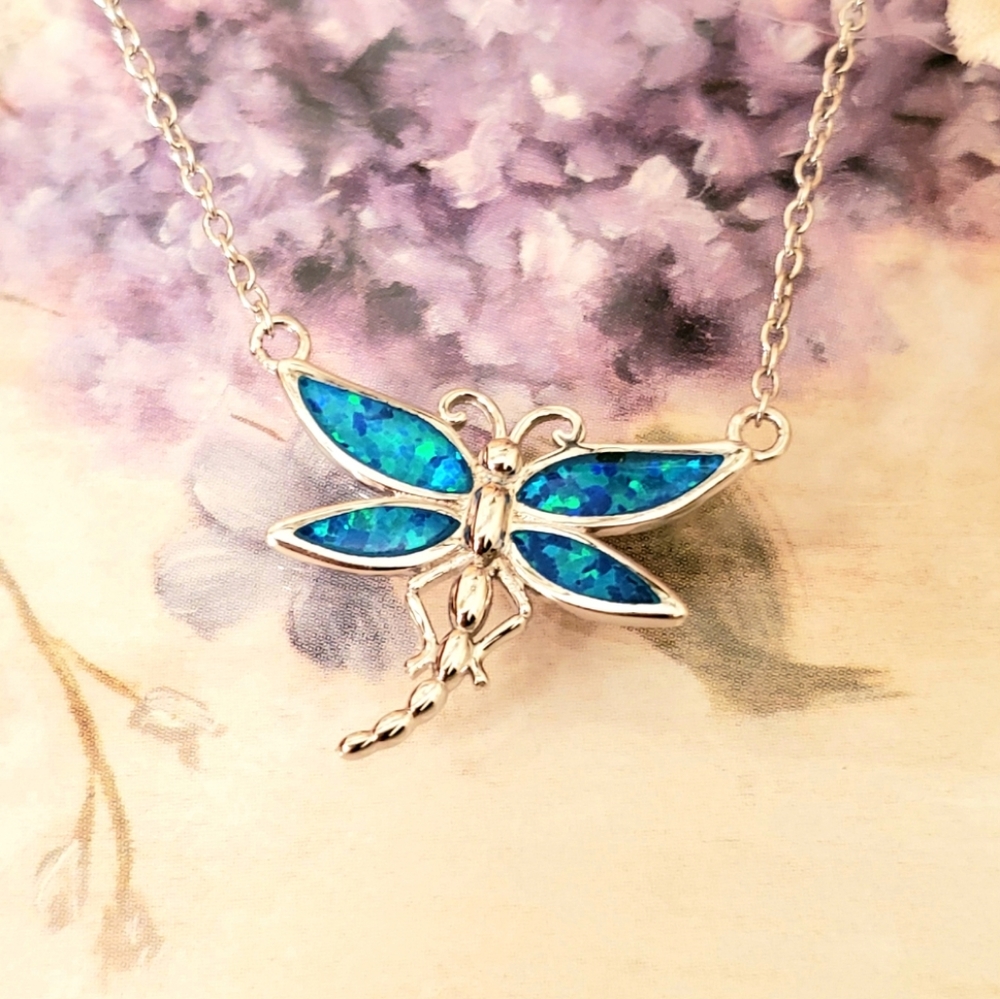 NEW Make A Wish DragonFly Opal Necklace - Picture 9 of 10